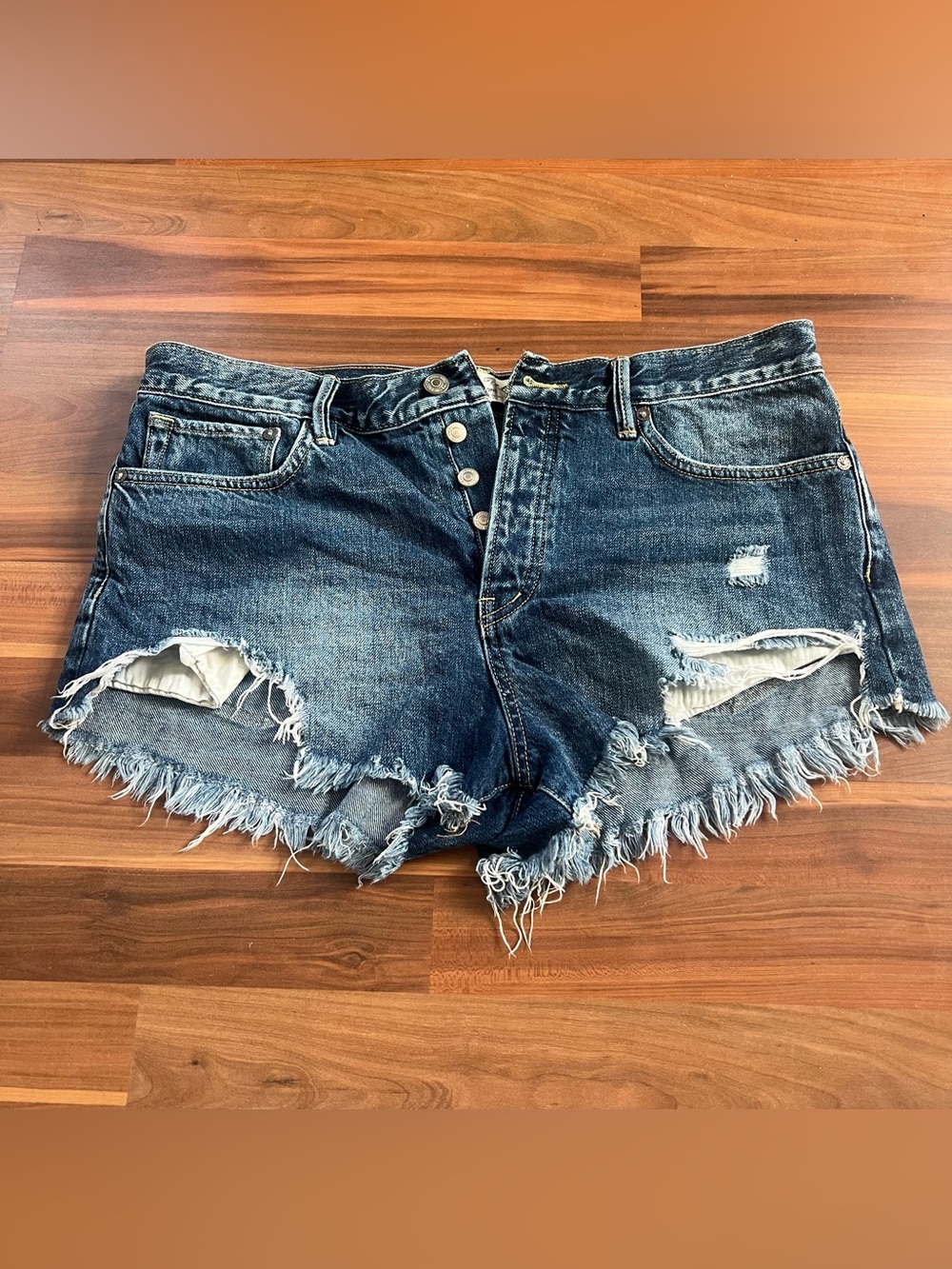 Free People We The Free Denim Distressed Shorts